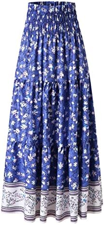 חצאיות הדפסת פרחים נשים מותניים גבוהות שמלה זורמת זורמת קיץ חצאית קמטים מזדמנת