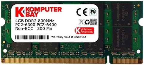 Komputerbay 4GB DDR2 SODIMM 800MHz PC2 6400 / PC2 6300 CL 6.0