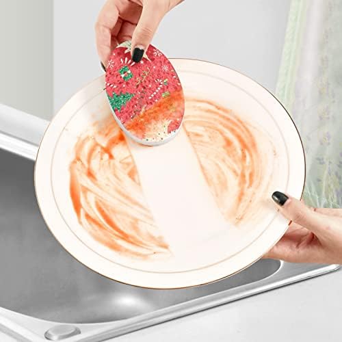 Susiyo אדום חג המולד ספוגי ספוגי קרצוף רב-שימושי ספוג לניקוי כלים לשטיפת מטבח וחדר אמבטיה