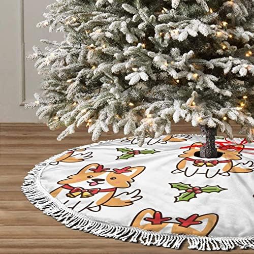 חצאית עץ כלב רוונטית כלב כלב קישוט חצאית עץ חג המולד עם תחרה ציצית למסיבת חג קישוט בית חגיגי 36