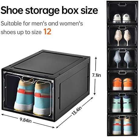 קופסאות נעליים של אליסקטר פלסטיק שקוף הניתן לגיבוב, מארגן נעליים לארון, קופסאות אחסון נעליים לנשים / גברים,