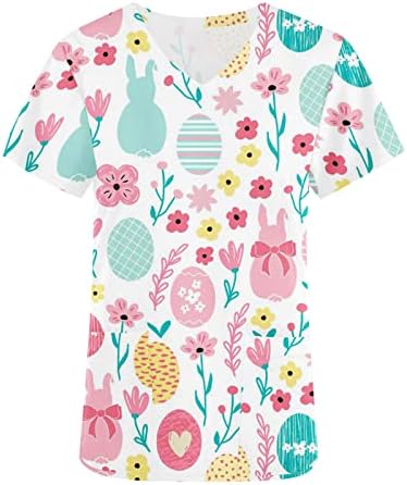 חולצה חולצת טי לנשים קצר שרוול צווארון פרח גרפי קוואי בעלי החיים באני תלבושות עבודה לשפשף חולצה יס