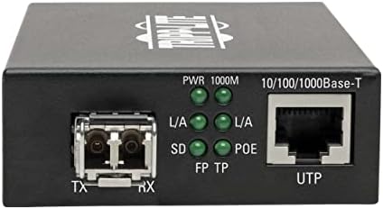 Tripp Lite Multimode סיבים אופטיים ל- RJ45 Ethernet, POE+ 48 VDC, 10/100/1000 מגהביט לשנייה, מחברי LC,