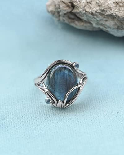 12 על 16 מ מ לברדוריט & שוויצרי כחול טופז מוצק 925 סטרלינג כסף מעצב טבעת