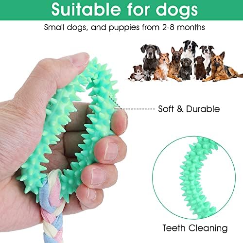 קובי גור בקיעת שיניים ללעוס צעצועים עם כותנה חבלים, 3 חבילות 360, עמוק נקי קטן כלב ללעוס צעצוע טבעות אינטראקטיבי