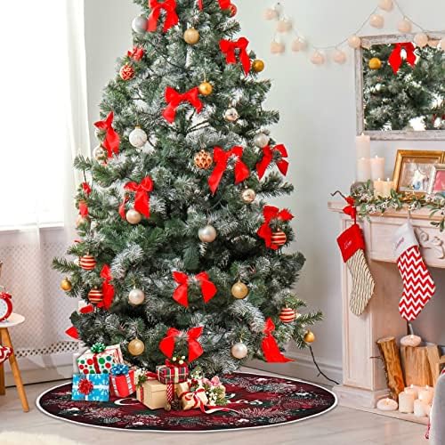Oarencol חג המולד ירוק אדום בופלו זר משובץ חצאית עץ חג המולד 36 אינץ 'חג המולד של מסיבת חג קישוטים