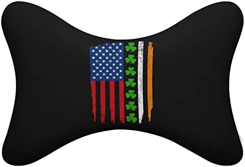 דגל אמריקאי אירי שמרוק סנט פטריק, כרית צוואר רכב 2 כרית 2 מחשבים נוחים כרית ראש רכב נוחה כרית מושב מכונית