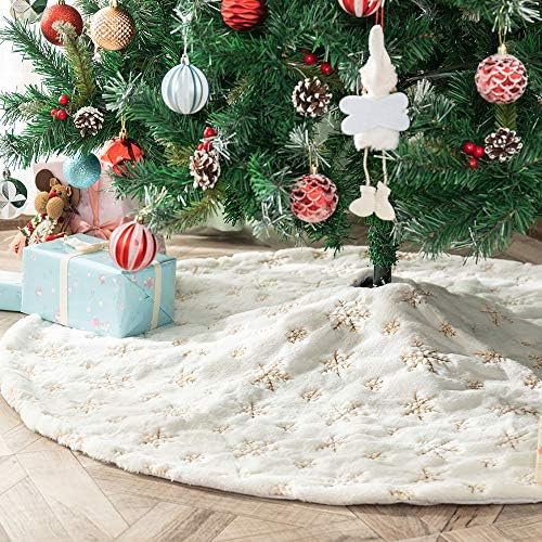 Lavensa בית קטיפה מושלגת חצאית עץ חג המולד פתיתי שלג 35 אינץ
