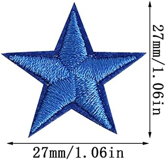 טלאי כוכב yyangz 10 pcs 27 ממ ברזל בצורת כוכב על טלאים לג'ינס בגדים, ברזל או תפור על אפליקציה רקומה