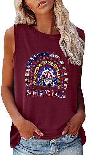 חולצות 4 ביולי חולצות גופיות לנשים דגל אמריקאי קיץ קיץ חולצה חסרת שרוולים כוכבי טנקים פטריוטיים