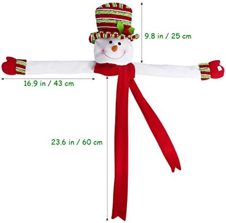 עץ חג המולד טופר ראש איש שלג חיבוק עם צעיף כובע צבעוני וזרועות נראות לחג המולד/חג/חורף מפלגת הפלאות