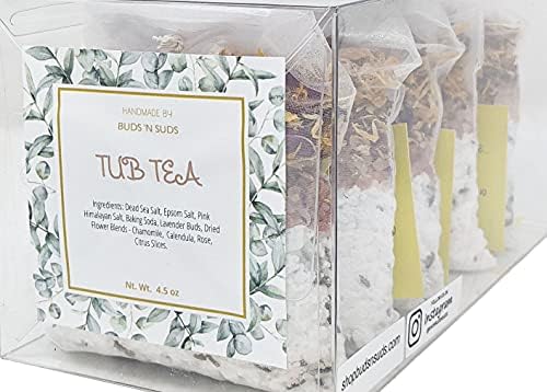 אמבט תה טבעי & מגבר; פרחוני אורגני עם מלחי אמבט-צמחים בעבודת יד להשרות עבור הרפיה & מגבר; הקלה