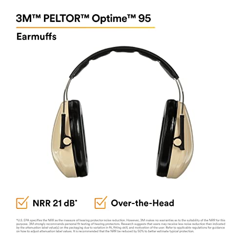 3M PELTOR H6AV OPTIME 95 מעל האוזניים להפחתת רעש הראש, Beige & Mack של אטמי קצף רכים של Mack, 50