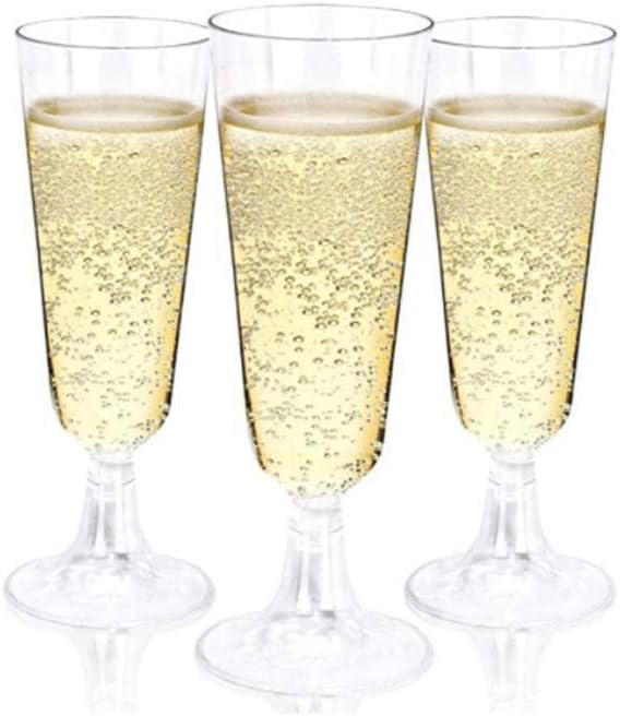100 חלילי שמפניה מפלסטיק כוס שקופה 5oz משקפי שמפניה חד פעמיים משקפי קלוי בלתי ניתנים לשבירה למסיבות