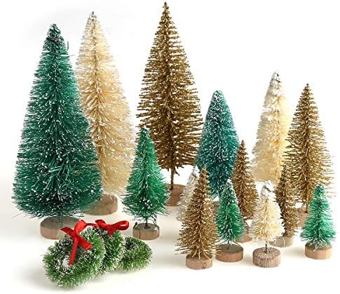 30 חתיכות מיניאטורות סיסל חלבית עצי חג המולד מברשת בקבוק מיני עצים מיני קישוטי עצי שולחן