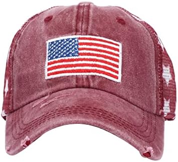 גברים נשים וינטג 'משאית כובע דגל אמריקאי דגל נמוך פרופיל רשת שמש כובע כובע ספורט בייסבול מזדמן יוניסקס