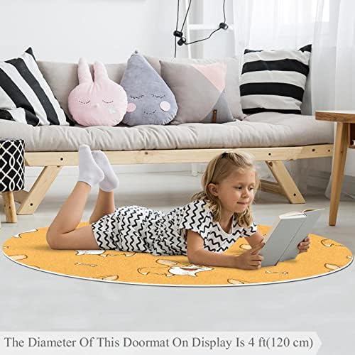 Llnsupply ילדים שטיח 5 רגל שטיחים באזור עגול גדול לבנות בנים תינוקת - כלב קורגי, עיצוב בית מתקפל משחק מחצלת