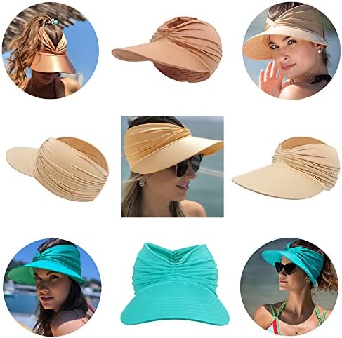 נשים אלסטיות upf 50+ הגנה על UV רחבה שחת חוף סאן מגן קוקו כובע קיץ