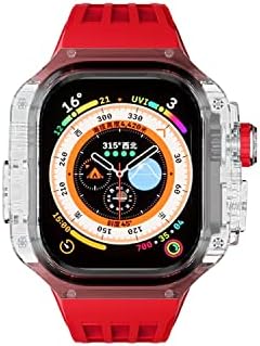 ערכת שינוי פלואורובבר של FKIMKF עבור Apple Watch Ultra 49 ממ קרחון יוקרה מקרה שקוף לסדרת Iwatch סדרת Ultra
