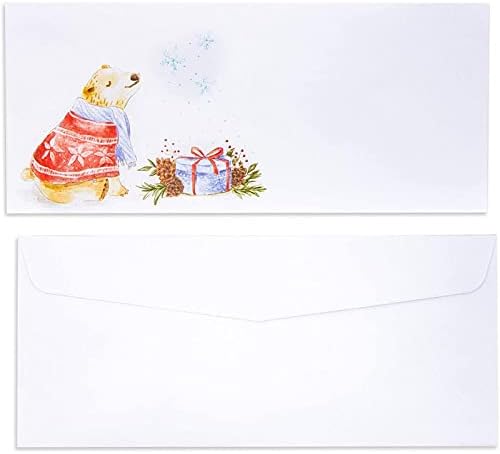 10 גודל חג המולד מעטפות, חורף דוב נושא