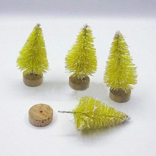 AMOSFUN 25 יחידות מיני עצי חג המולד עצי אורן שלג קישוטים שלג חורפי שולחן חג המולד תפאורה