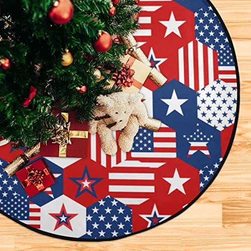 עץ חג המולד מעמד מחצלת אטומי מים אמריקאים כוכבים אמריקאים מחצלת עץ ארהב 28.3 אינץ 'עץ חג המולד מגן