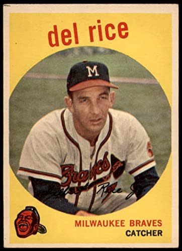1959 Topps 104 Del Rice Milwaukee Braves Braves טובים