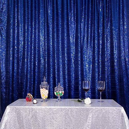 רקע נצנצים מרובע רקע לא שקוף וילון נוצץ למסיבת חתונה 6 רגל על 6 רגל כחול כהה