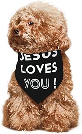 ישו אוהב אותך כלב בנדנות חיות מחמד משולש ביב ביב ילדה מתכווננת אביזרים קרכיים לכוונון לגור קטן בינוני