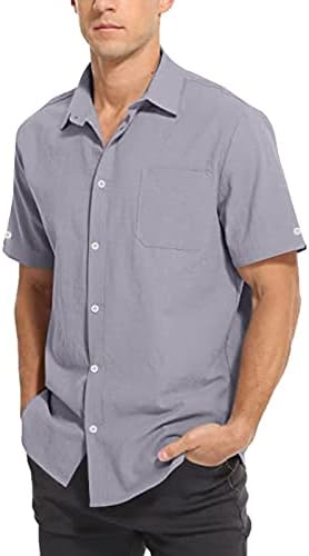 Yhaiogs חולצות פולו גברים שרוול קצר עם כיס 1.02 כותנה כותנה בכושר רגיל שרוול קצר חולצה הוואי מזדמנת לגברים