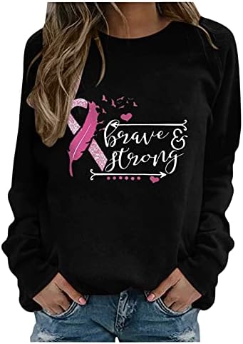 סרטן שד סרט סרטן שד נשים גרפיקה גרפיקה חולצות לתקווה ותומכות בסווטשירט שרוול ארוך מזדמן צמרות סווטשירט