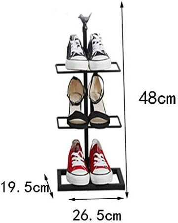 מתלה נעלי ברזל WSZJJ, Multilayer מיני פשוט רטרו מדף פשוט בית מודרני שחור, 26.5 * 19.5 * 48 סמ