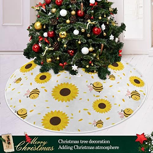 Oarencol חמנית חמודה דבורה צהובה פרחים חצאית עץ חג המולד 36 אינץ 'חג המולד של מסיבת חג קישוטים