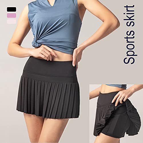 גבוהה מותן חצאיות לנשים גולף ריצה ספורט כושר בנות שחור קצר קפלים ספורט חצאיות עם כיסים
