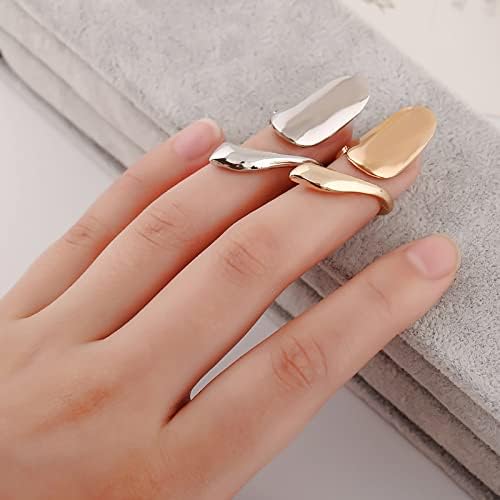 2023 חדש טבעת סגסוגת מרקם אופנה נייל טבעת להאריך אצבע נייל טבעות יד קישוטי נייל קישוט אצבע טבעת גבוהה נמוך בת
