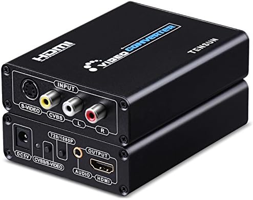 Tensun 3RCA AV CVBS Composite & S-Video R/L שמע לממיר HDMI תמיכה במתאם מתאם 720p/1080p עבור PS2 PS3