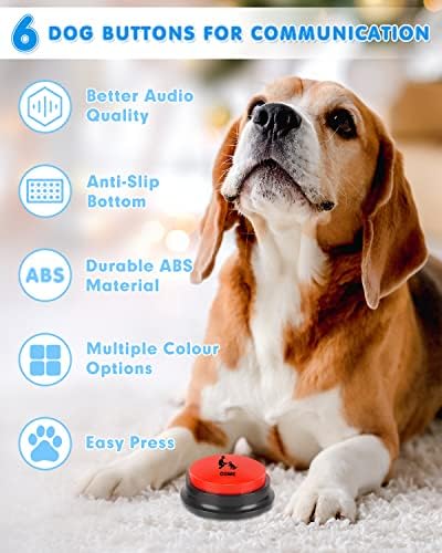 כפתורי כלב לתקשורת, סט כפתורי כלב מדבר 6 יחידות, זמזם אילוף חיות מחמד לצריבה קולית משנות ה -30,