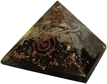 Sharvgun Pyramid Pyramid Jade & Obsidian Gemstone פרח החיים אורגון פירמידה הגנה על אנרגיה שלילית 65-70 ממ,