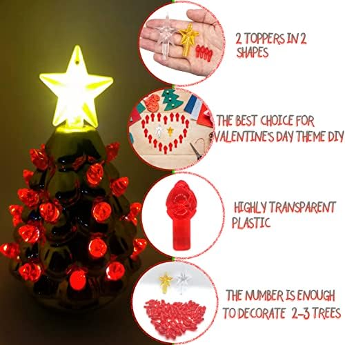 נורות החלפת עץ חג המולד של Konohaelf Ceramic נורות/אורות, עץ קרמיקה ירושה מיני קישוטי אור להבה- יתדות עץ אדום