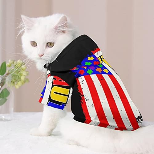 מודעות לאוטיזם ארהב דגל פאזל בגדי חיות מחמד אופנה סוודר מחמד חולצת כלבים לכלבים בינוניים קטנים קפוצ'ון סוודר