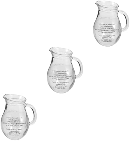 Homoyoyo 3 יחידות כוס חלב עם ידית מכתב שחור זכוכית בורוסיליקט גבוהה