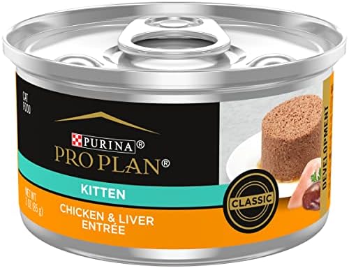 PURINA Pro Plan Pate, מזון גבוה לחתלתול רטוב חלבון, פיתוח עוף ומנה ראשית כבד - 3 גרם. פחיות משיכה
