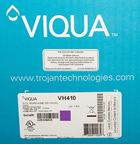 Viqua VH410 בית מפלדת אל חלד אולטרה סגול מערכת מים - 18 GPM 3/4 MNPT 120V