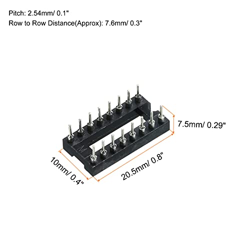 Meccanixity Dip IC Chip Socket Socket PIN עגול 16P 2.54 ממ שקע IC לשבב לוח PCB, 6 חבילה