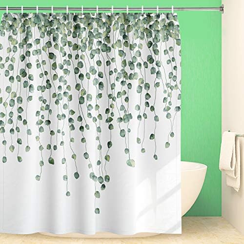 MacCyafst Eucalyptus וילון מקלחת עלים ירוקים וילון מקלחת וילון צבעי מים וילון מקלחת עלים בד מקלחת פרחונית