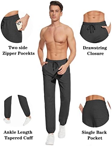 Sevego גברים 32 /34/36 inseam גבוהים משקל קל משקל קלים עם כיסי רוכסן מכנסי טרנינג פעילים עובדים מכנסי מסלול
