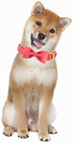 מאקה בייטס צווארון כלבים עם פרפר-אפרסק אדום מתכוונן כלב צווארון צווארון כותנה רכה צווארון עם אבזם מתכת