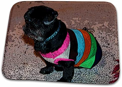3 דרוז מקסים Shiatsu Pug PET כלב בצבע ורוד וירוק תוסס. - מחצלות ייבוש כלים