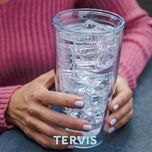טרביס תוצרת ארה ב כפול חומה פיאסטה מבודד כוס כוס שומר משקאות קר & מגבר; חם, 24 עוז - סגול מכסה, סגול פרחוני