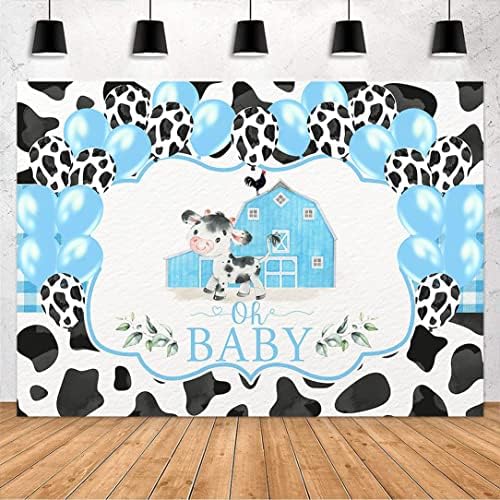אווזאנו קדוש פרה תינוק מקלחת רקע עבור ילד כחול פרה הו תינוק מקלחת רקע חוות פרה הדפסת נושאים תינוק מקלחת מסיבת
